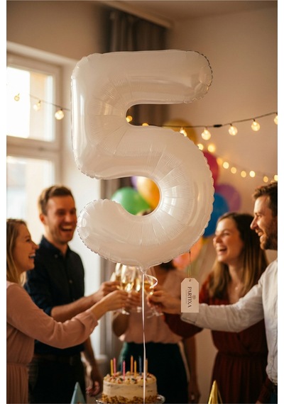 Beyaz 32 İnç Rakam 5 Folyo Balon 5 Yaş Doğum Günü Konsepti Sayı Balonu Helyum Uyumlu Parti Dekorasyon Süsleme Çok Renkli