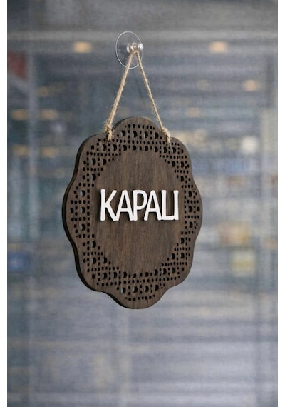 Hazeran Rattan Desenli Modern Açık/kapalı Tabelası - Tesbih Ahşap