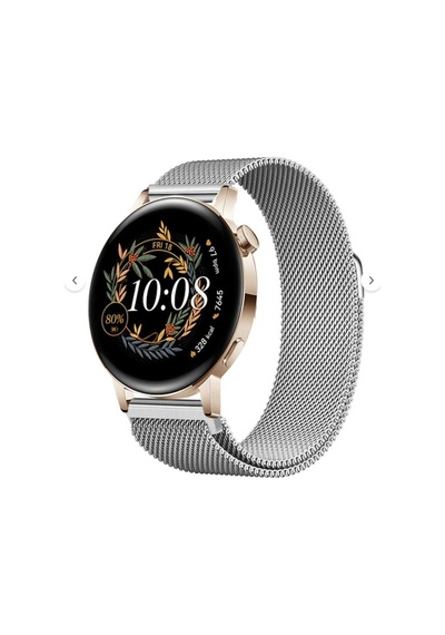 Huawei Watch Gt3 Elegant / Gt2 42mm Uyumlu 20mm Manyetik Milanese Loop Metal Kordon Gümüş