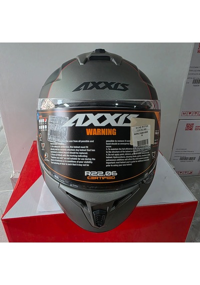 Kapalı Kask Axxıs Metalik Gri Siyah Kırmızı M Mat Gri - Kırmızı