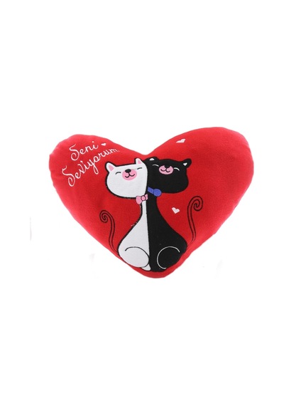 Kalp Yastık Seni Seviyorum Kedili Yastık Love You Cats