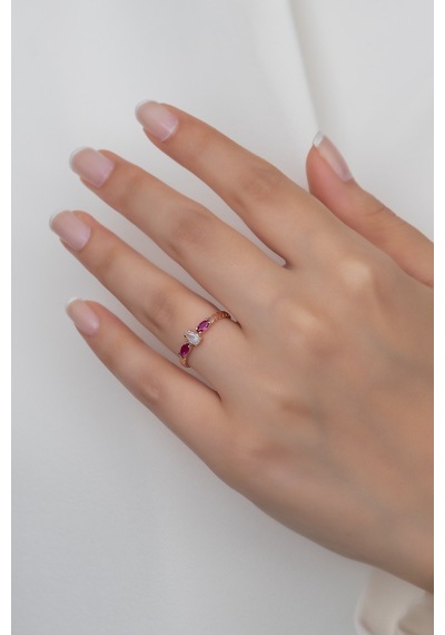 Gümüş Prenses Yüzük Rose Gold Kaplama 925 Ayar Gümüş Rose Gold (511780152)