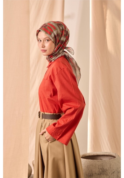 Silk Home Soft Eşarp 73096-11 Yeşil, Bordo, Narçiçeği, Gümüş