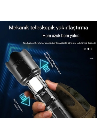 Small Sun Sm-316 50w 1000 Lümen 800m Menzilli Şarjlı Led El Feneri Siyah