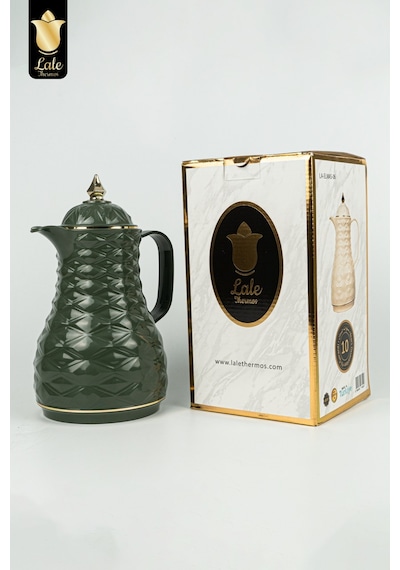Lale Thermos Cam Hazneli Termos Elmas-1 1.0 Lt Kahve & Çay 12 Saat Sıcak / 24 Saat Soğuk Yerli Üretim Avocado Yeşil