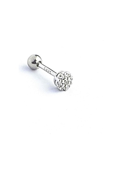 Pırlanta Parlaklığında Zirkon Taşlı 925ayar Gümüş Tragus Helix Kikirdak Piercing Gümüş