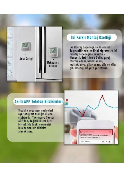 ThermoPro TP357 Akıllı İç Mekan Sıcaklık ve Nem Ölçer Termometre - T09414