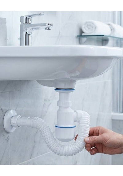 Lavabo Gider Borusu Esnek Hortumlu Sifon Seti Koku Önleyici Dayanıklı Tasarım Standart
