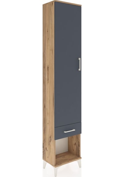 Arges Dolap 4 Raflı Tek Çekmeceli Tek Kapaklı 44x30x221 Çam-antrasit Atlas Çam