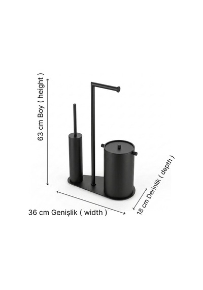 Kobos Nova Çöp Kovalı Yuvarlak Hareketli Wc Set Mat Siyah Kbw-907mb