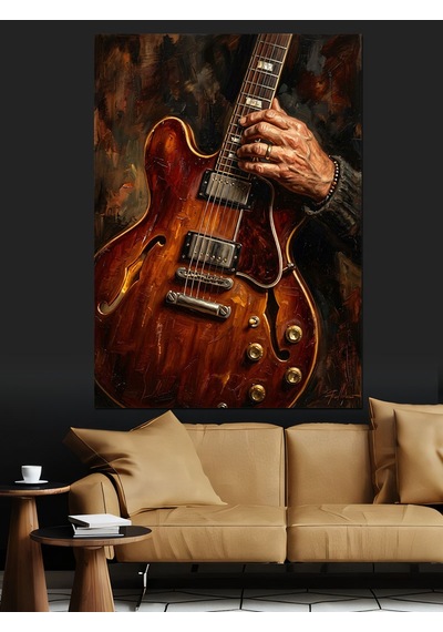 Gitar Çalan Eller Müzik Tablosu Dekoratif Kanvas - Mdf Ahşap Tablo