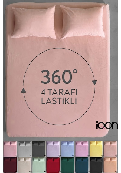 İqon Ranforce Dokuma Lastikli Çarşaf Takımı Tek Kişilik - 21 Renk Somon
