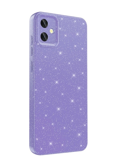 Kilifone - Samsung Uyumlu Galaxy A05 - Kılıf Simli Kamera Korumalı Koton Kapak - Mor