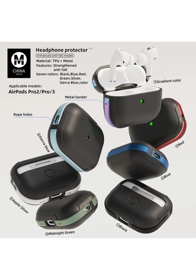 Apple Airpods Uyumlu Pro 2 2.nesil Mo-a8 Armor Kılıf - Sierra Blue Sierra Mavi