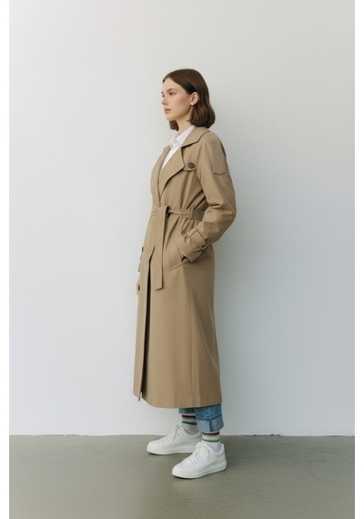 Durivya Kuşaklı Oversize Trençkot Camel
