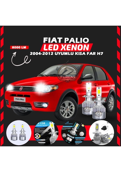 Fiat Palio 2004-2012 Kısa Far Uyumlu Şimşek Etkilii Led Xenon Performance Series H7