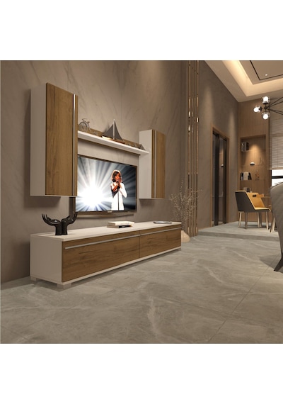 Decoraktiv Eko 7 Mdf Std Tv Ünitesi Tv Sehpası - Beyaz Pera Beyaz - Meşe