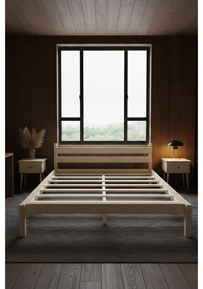 Renazzo Letto Masif Ahşap Karyola Natürel 140x190 Natürel - 140 X 190
