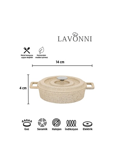 Smart Baby Series 5 Parça Mini Döküm Tencere Seti Cappucıno 14 Cm Fırın&Ocak Uyumlu