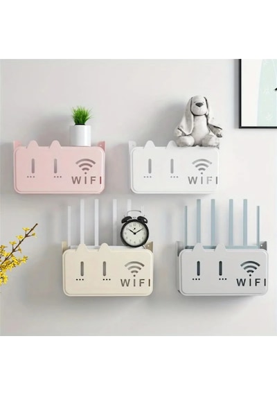 Beyaz Pleksi Kedi Desenli Wifi Kutusu Duvar Asılabilir Sigorta Ve Modem Saklama Kutusu 25x15x6 Cm Diğer