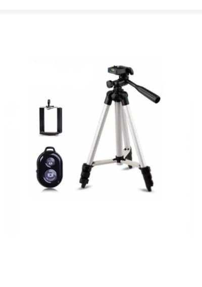 Tripod Profesyonel Fotoğraf Video Çekimi Kumandalı Telefon Tutucu Işıklı Ledli Gri