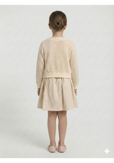 Xo Kids Kız Çocuk Elbise + Bolero 6-9 Yaş 52124 Bej