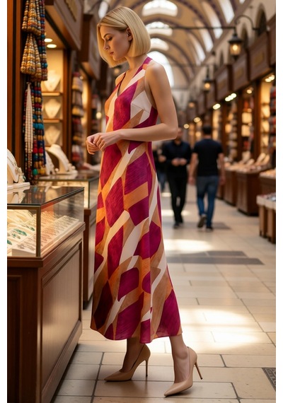 Benerly Kadın Kolsuz Halter Yaka Çiçek Desen Maxi Dokuma Elbise Astarlı S Çok renkli Benerly Kadın Kolsuz Halter Yaka Çiçek Desen Maxi Dokuma Elbise Astarlı S Çok renkli