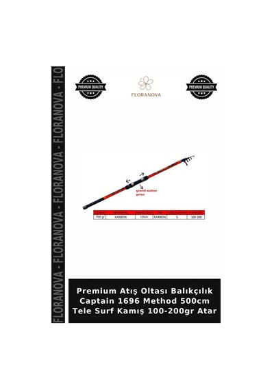 Premium Atış Oltası Balıkçılık Captain 1696 Method 500cm Tele Surf Kamış 100-200gr Atar Standart