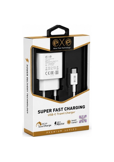 Exe 25w Pd Süper Hızlı Şarj Seti Usb-c Type-c Kablolu Beyaz