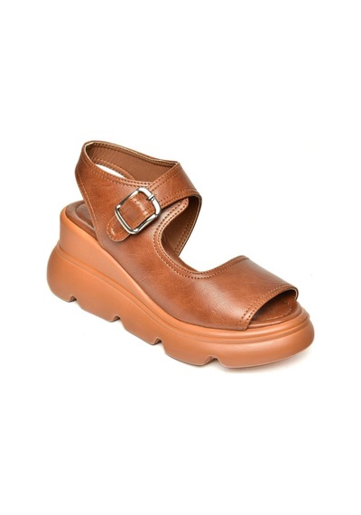 Fox Shoes U312252209 Taba Kalın Tabanlı Kadın Sandalet Taba-suni Deri Taba