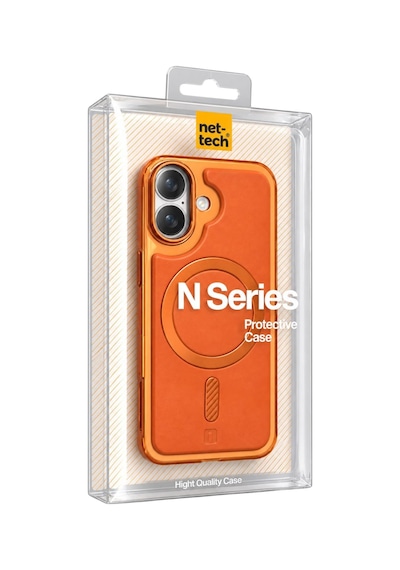 Nettech Apple İphone 17 Uyumlu Nt-n120 Deri Arka Koruma Kılıf - Kozmik Turuncu