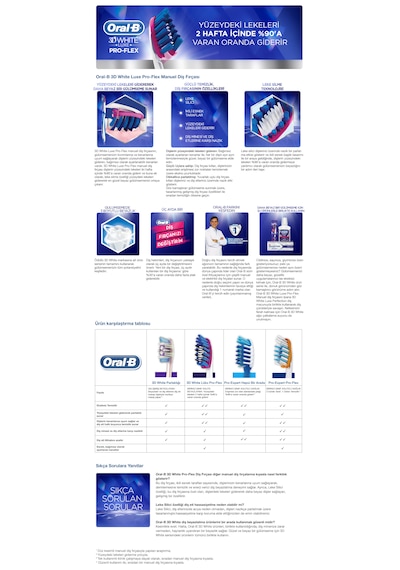 Oral-B Pro-Flex Luxe 3D White Diş Fırçası Orta 3'lü
