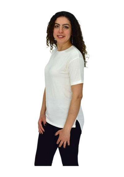 Kadın Yarım Kol Sıfıryaka Likralı Tişört Bgl-st04652 Beyaz