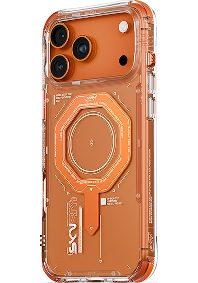 Apple Uyumlu iPhone 17 Pro Max Kılıf M-safe Şarj Özellikli Airbag Tasarımlı Magma Kapak Turuncu Turuncu