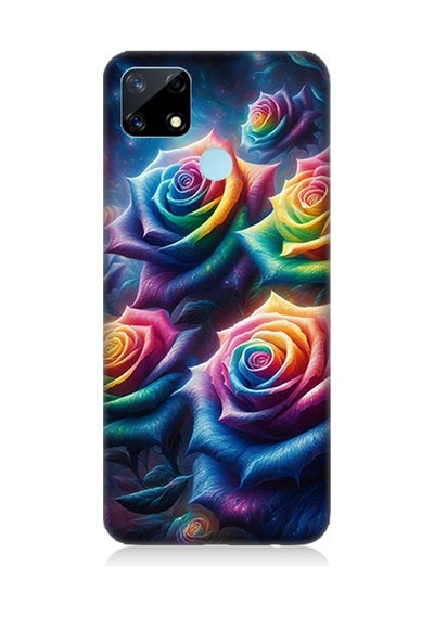 Realme 12 Uyumlu Gökkuşağı Güllerin Patlaması Desenli Silikon Kılıf Çok Renkli