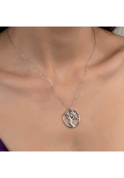Swarovski Taşlı Gümüş Hayat Ağacı Kadın Kolye (521116996)