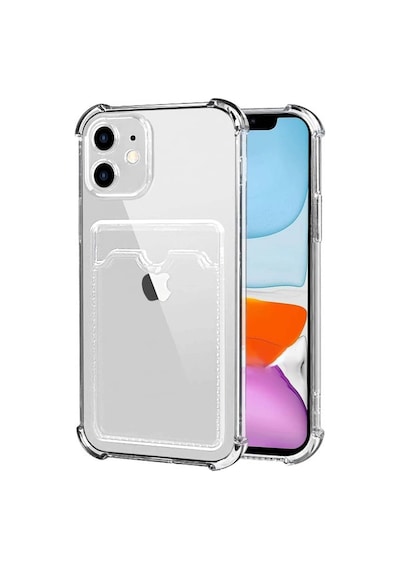 Kvy Apple Uyumlu iPhone 11 Kamera Korumalı Kartlıklı Setra Şeffaf Silikon Kılıf