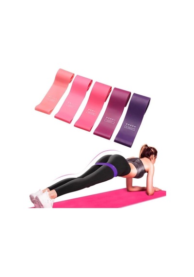 Tr Aerobik Band Pilates Plates Yoga Fitness Squat Çalışma Lastiği Latex Egzersiz Pembe Tek Ebat, Set5liren Diğer