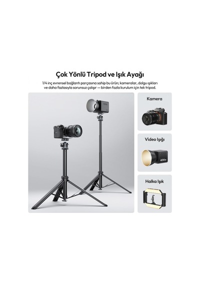 Ulanzi Mt93 160cm Otomatik Açılır Uka Ball Head Quick Release Alüminyum Tripod - T202