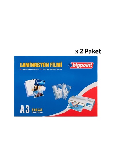 Bigpoint Laminasyon Filmi A3 125 Mikron 100'lü Kutu X 2 Paket