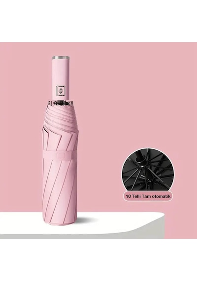 Beluga Tam Otomatik Uv Korumalı Şemsiye Tek Tuşla Aç / Kapat Pembe Pembe