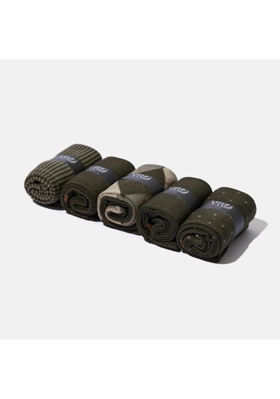 Erkek Bambu Çorap 5'li Paket Dikişsiz Uzun Soket Çorap Haki Petek Desenli 40-44 Kutulu Premium