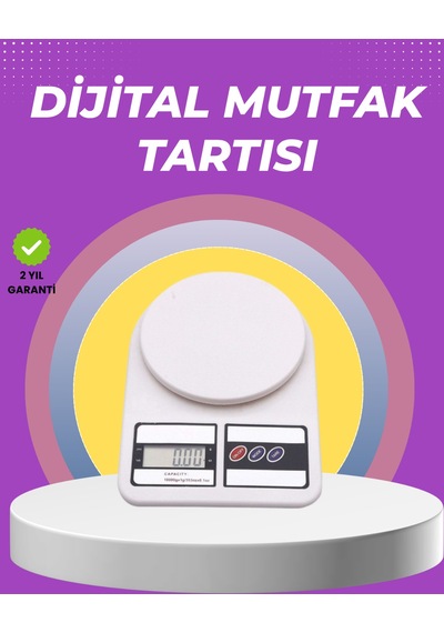 Beyaz Plastik Dijital Mutfak Tartısı 24x16.8x1.5cm Düz Renkli