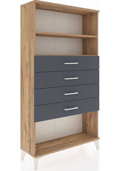 Arges Dolap 2 Raflı 4 Çekmeceli 88x30x163 Çam-antrasit Çam