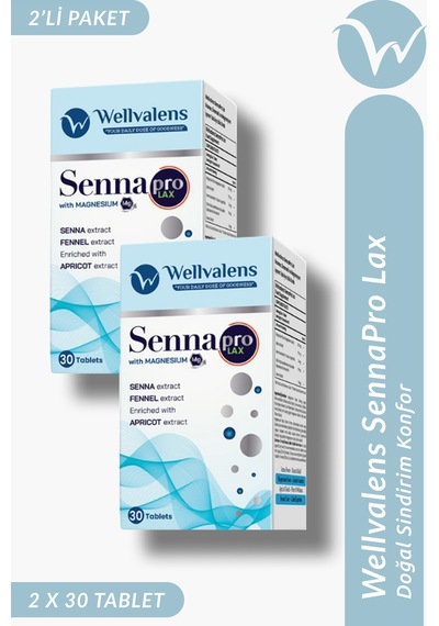Wellvalens Sennapro Lax İkili Paket Sinameki, Magnezyum, Kayısı & Rezene İle Sindirim Konforu Ve Bağırsak Desteği 60 Tablet