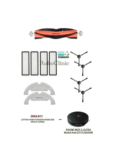 Xiaomi Mi Robot Vacuum Mop 2 Ultra Model Kod:stytj05zhm Uyumlu Yedek Fırça, Filtre, Mop-11 Parça
