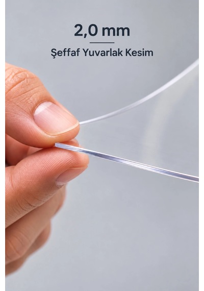 İzen 2,0 Mm Şeffaf Yuvarlak Pvc Masa Örtüsü Silinebilir Masa Koruyucu 60 Cm Çap