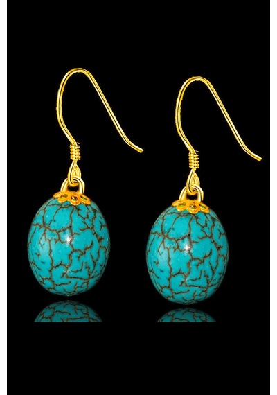 Sertifikalı Orijinal Gold Küre Model Firuze Taşı Kolye Ve Küpe Se Çok Renkli