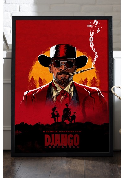 Django Unchained Siyah Ahşap Çerçeveli Poster, Dizi Duvar Tablosu