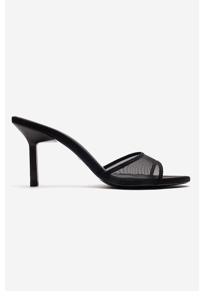 Luvishoes Monroe Siyah File Detaylı Kadın İnce Topuklu Terlik
